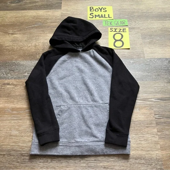 Tek Gear Boys Size 8 Black and Gray Ragland Hoodie - Picture 2 of 5